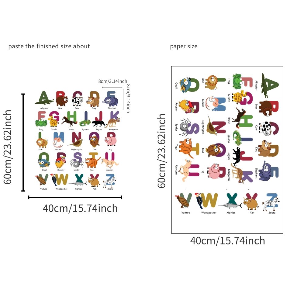 Yiyao Cartoon Letter Wall Sticker for Children's Room Kindergarten English Early Education Decoration Self adhesive Sticker