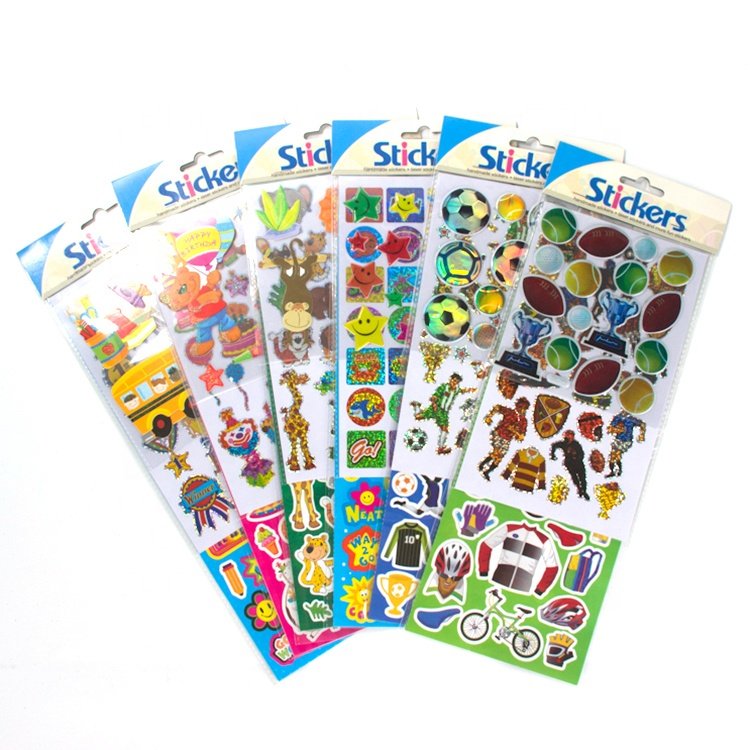 Cute kids cartoon animals shaped Vinyl Stickers holographic custom die cut Plastic Sticker for Party Favor Decoration