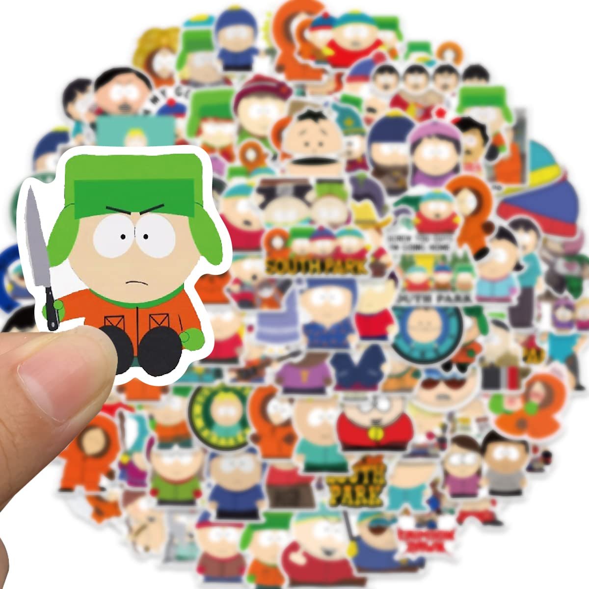 100pcs South Park Stickers Boy Parrk Cartoon Sticker Pack Die Cut Vinyl Large Delux Variety Pack Stickers Party Decorations,