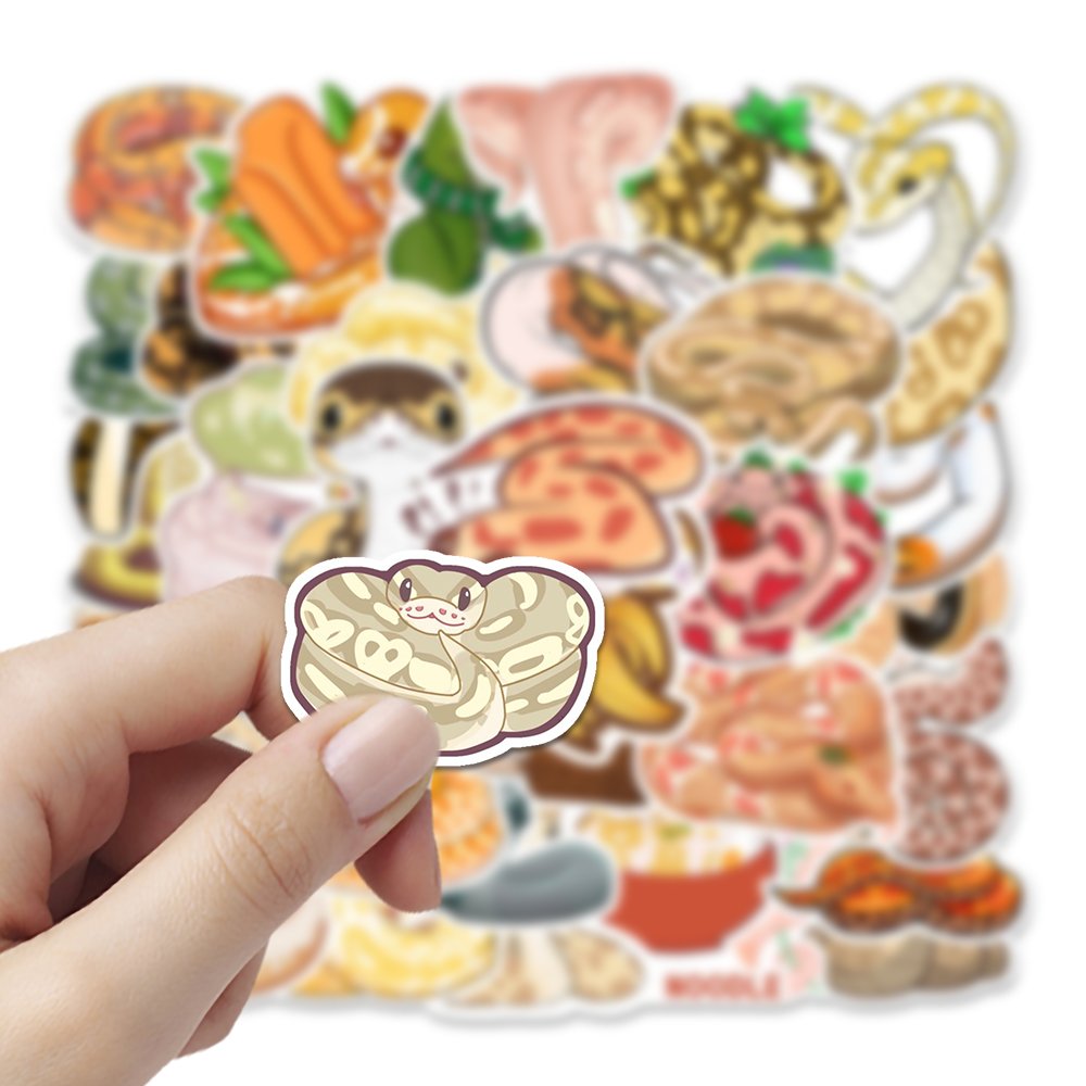 54pcs cartoon snake animal waterproof pvc sticker packs for laptop luggage book refrigerator skateboard phone case decoration