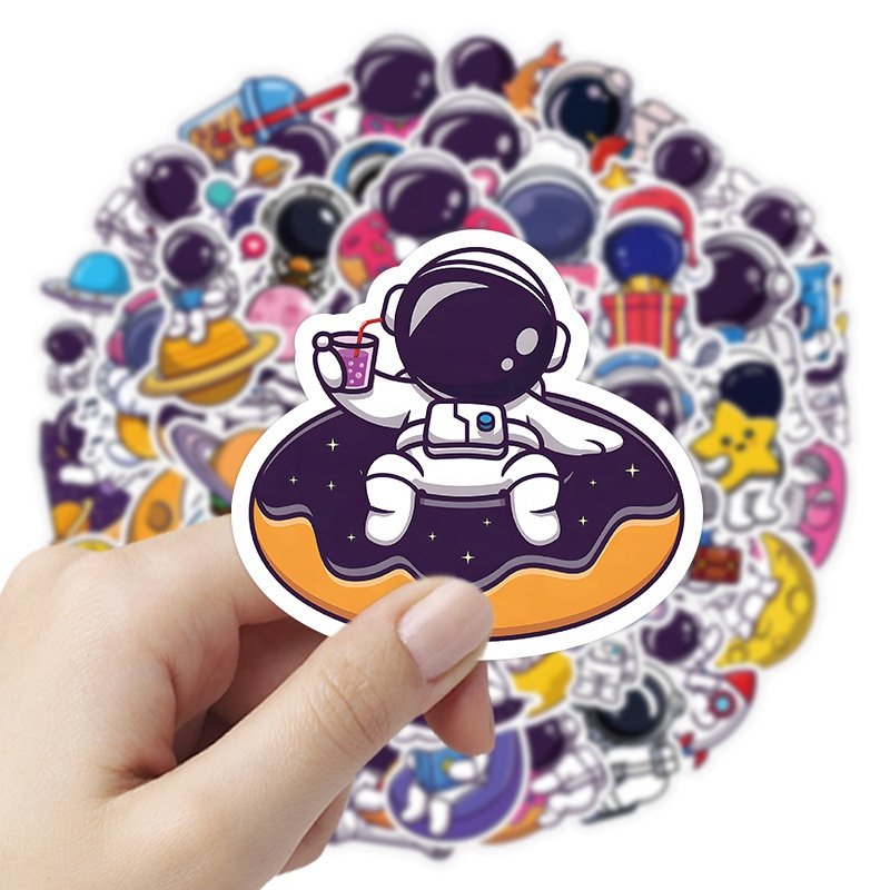 60pcs die cut vinyl waterproof cartoon astronaut graffiti sticker pack for kids laptop phone luggage bike helmet diy