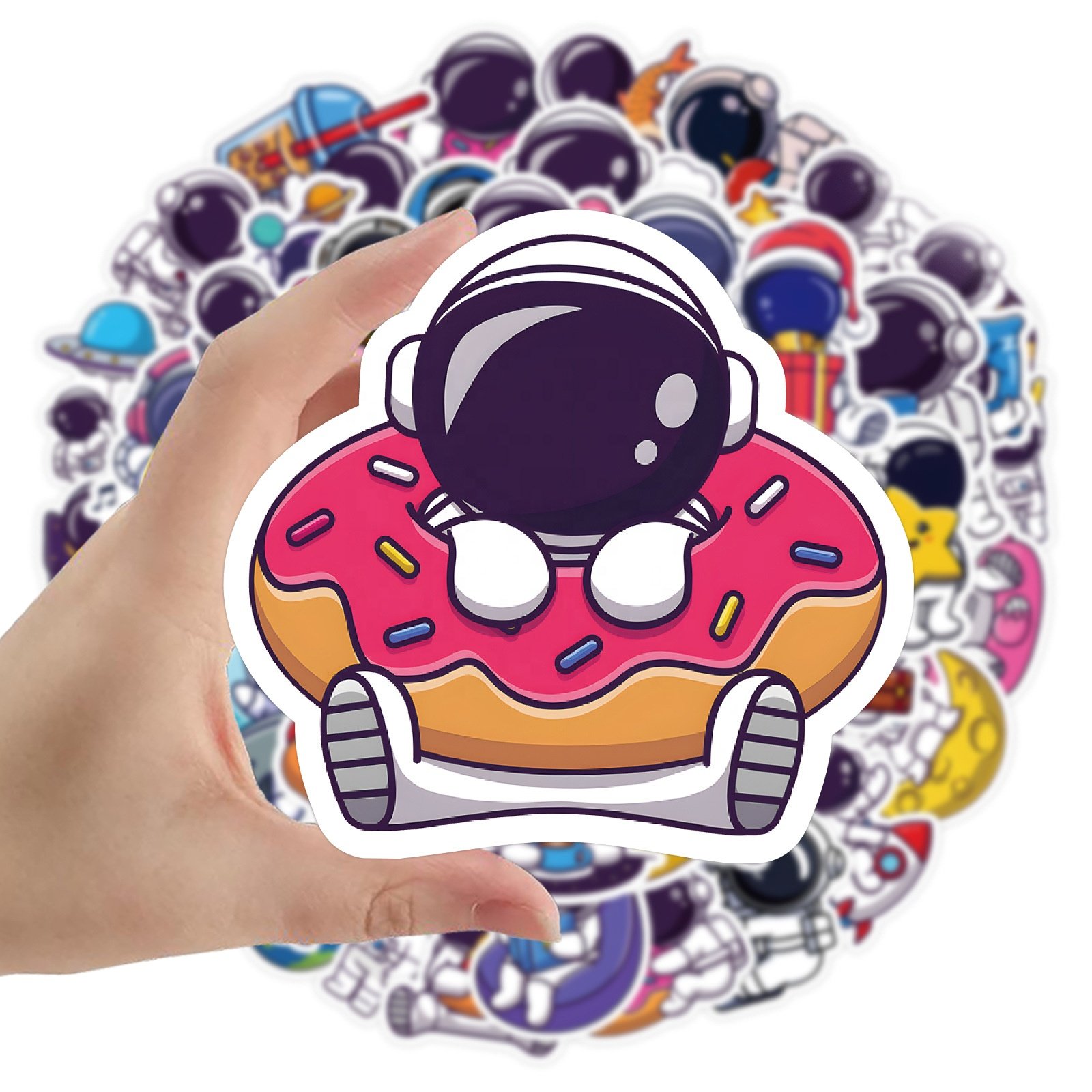 60pcs die cut vinyl waterproof cartoon astronaut graffiti sticker pack for kids laptop phone luggage bike helmet diy