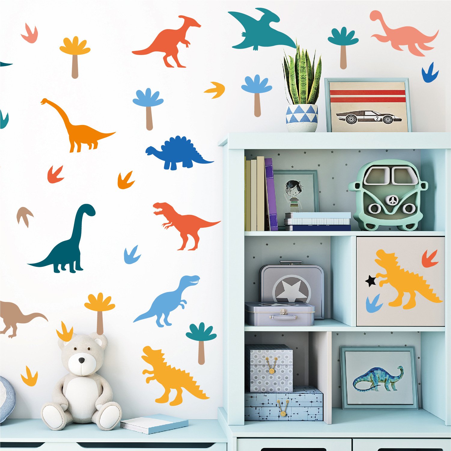 Cartoon Dinosaur Animals Kids Wall Stickers Decoration Home Removable Vinyl Wall Paper Stickers for Kids Nursery Bedroom