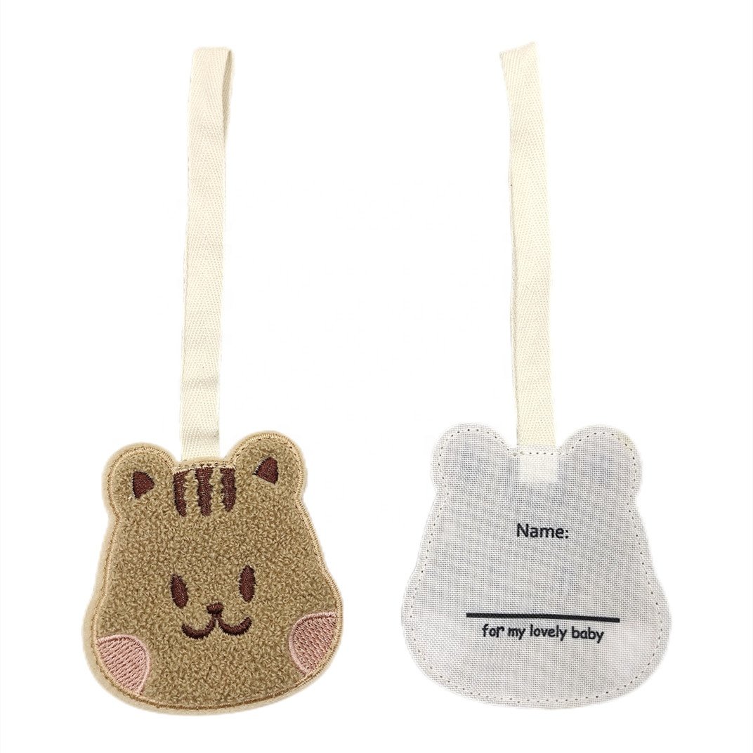 Wholesale Cute Cartoon Plush Bear Kid Name Sticker Backpack Pendant Ornament Anime Baby Name Tag