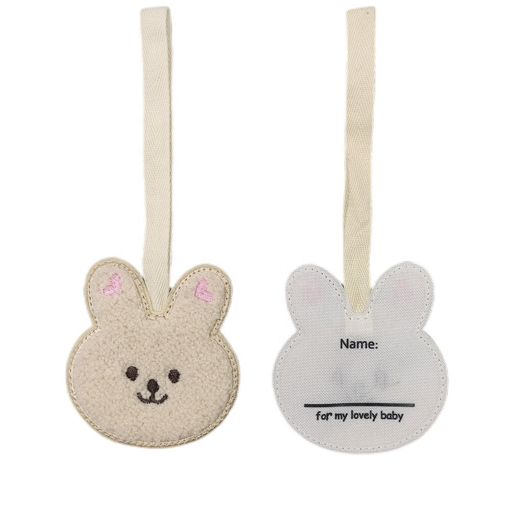 Wholesale Cute Cartoon Plush Bear Kid Name Sticker Backpack Pendant Ornament Anime Baby Name Tag