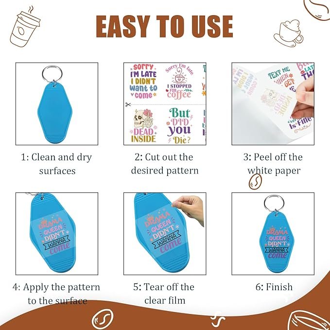 Customization DTF Stickers for Motel Keychain Flower Butterfly For Key
