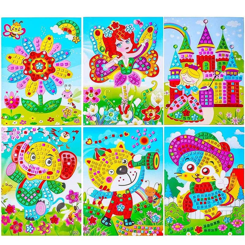 R-01-12 Big Gem Stickers Kindergarten Educational Puzzle Toys Mosaic EVA Sticker For Kids