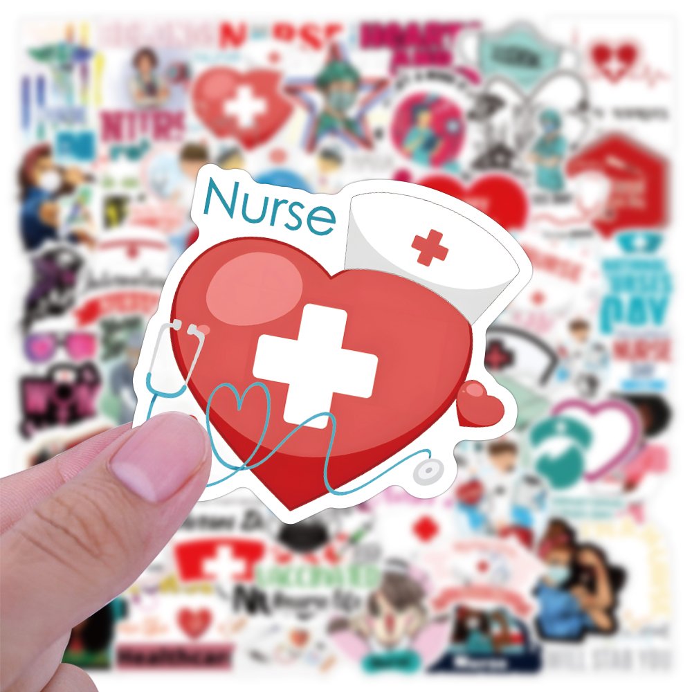 50pcs Waterproof International Nurses Day Sticker Custom logo Mobile Water Bottle Luggage Laptop Cartoon Medical staff Stickers