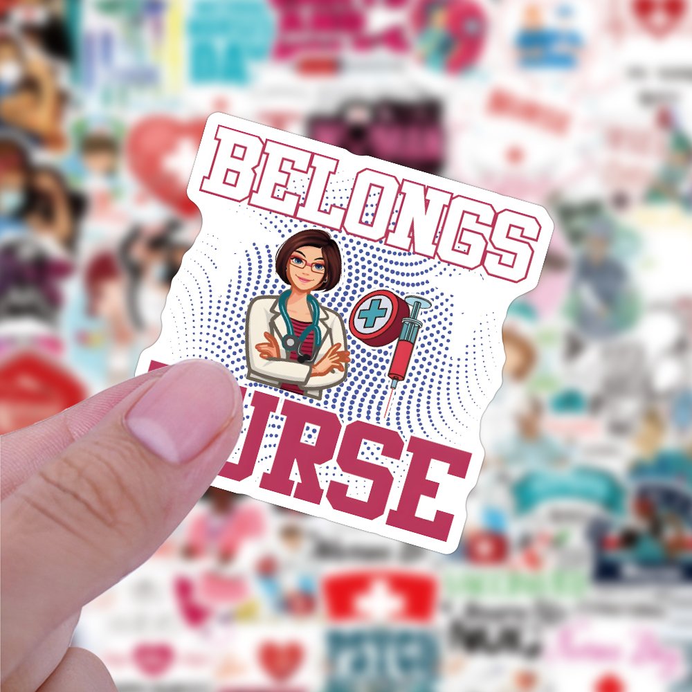 50pcs Waterproof International Nurses Day Sticker Custom logo Mobile Water Bottle Luggage Laptop Cartoon Medical staff Stickers