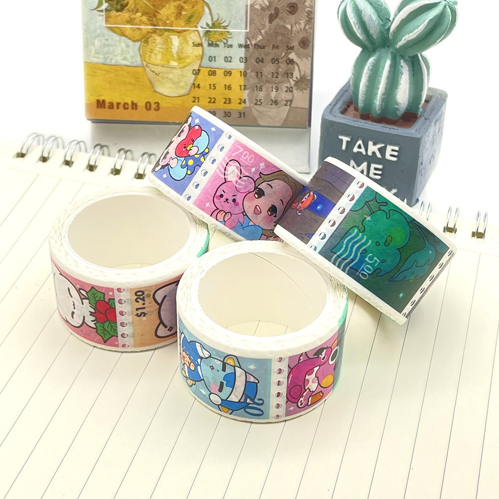 Hot Selling Cute Cartoon Stickers Adhesive Tape For Interior Decoration Washi Tape