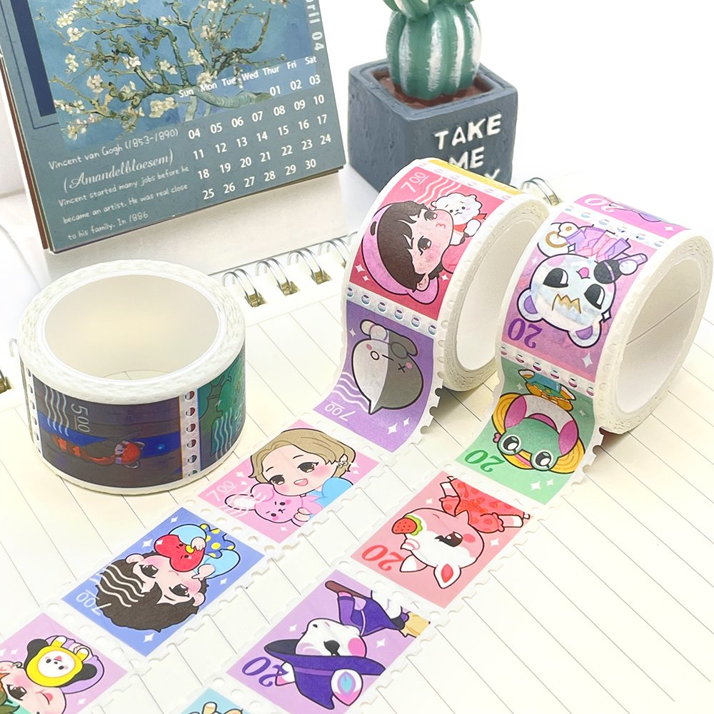 Hot Selling Cute Cartoon Stickers Adhesive Tape For Interior Decoration Washi Tape