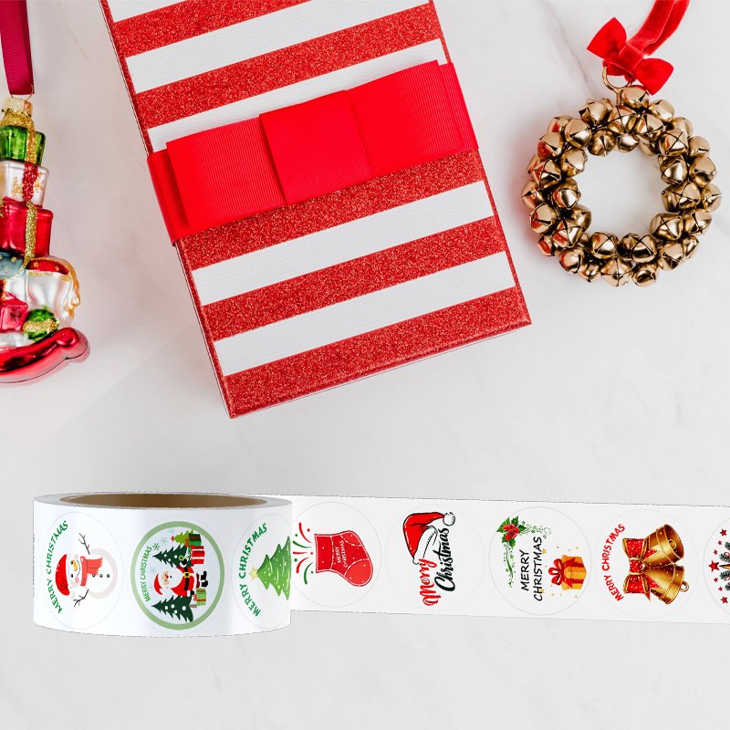 Merry Christmas label cartoon pattern Christmas sticker decoration label customized label stickers