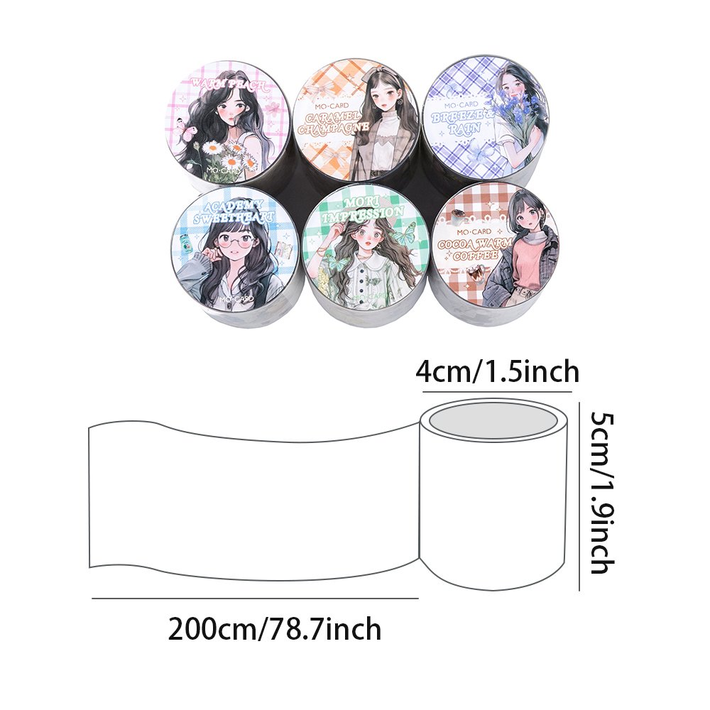 PET Tape Daily Life Series Anime Girl Waterproof Decoration Wholesale Custom Tape for DIY Kraft Scrapbook Mr. Paper 1 Roll / Set