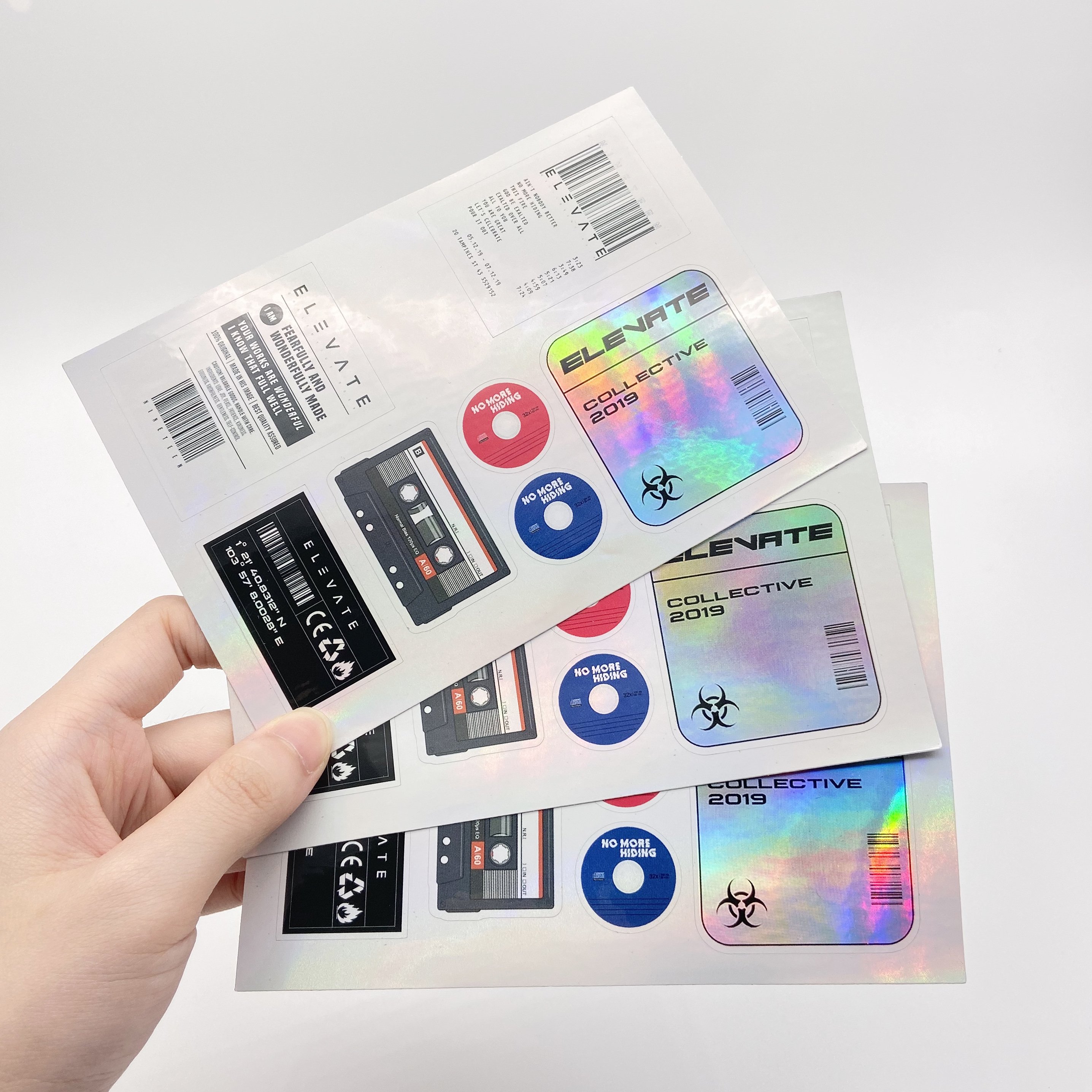 Custom Personalized Cartoon Logo Kiss Cut Holographic Vinyl Stickers PVC Adhesive Sticker Sheet Printing