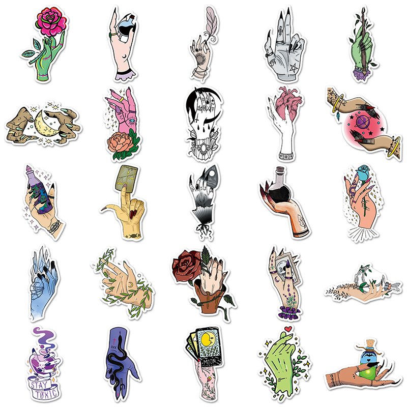 50Pcs High Quality Vinyl Waterproof Cartoon Animal Sticker Decorations Gothic Hand Sticker