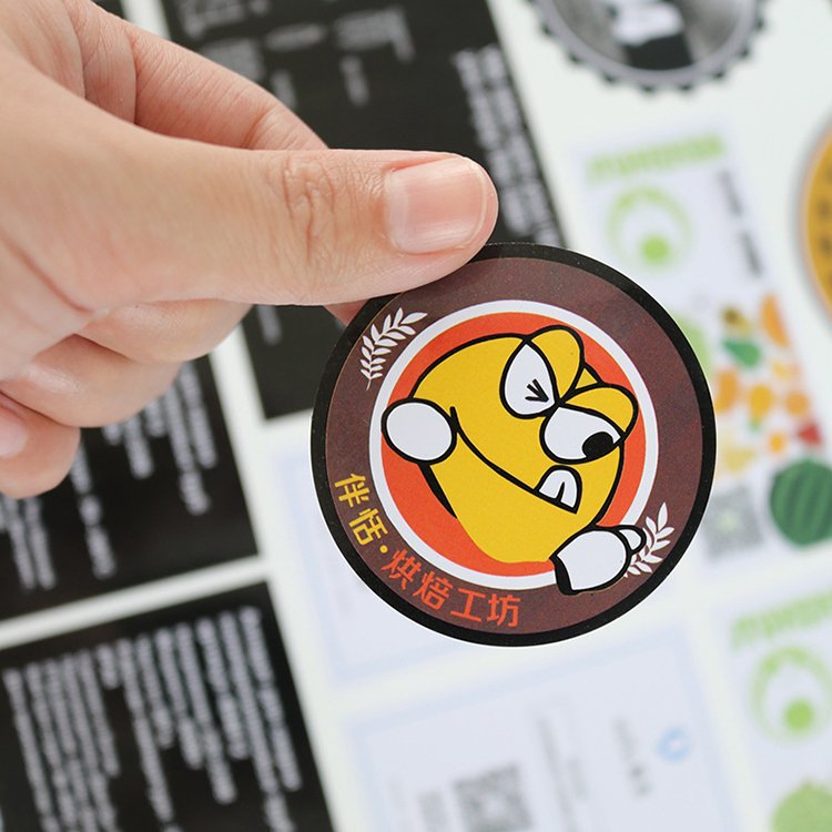 Chinese factory Custom Cheap low MOQ round logo cartoon sticker die cut animal sticker printing