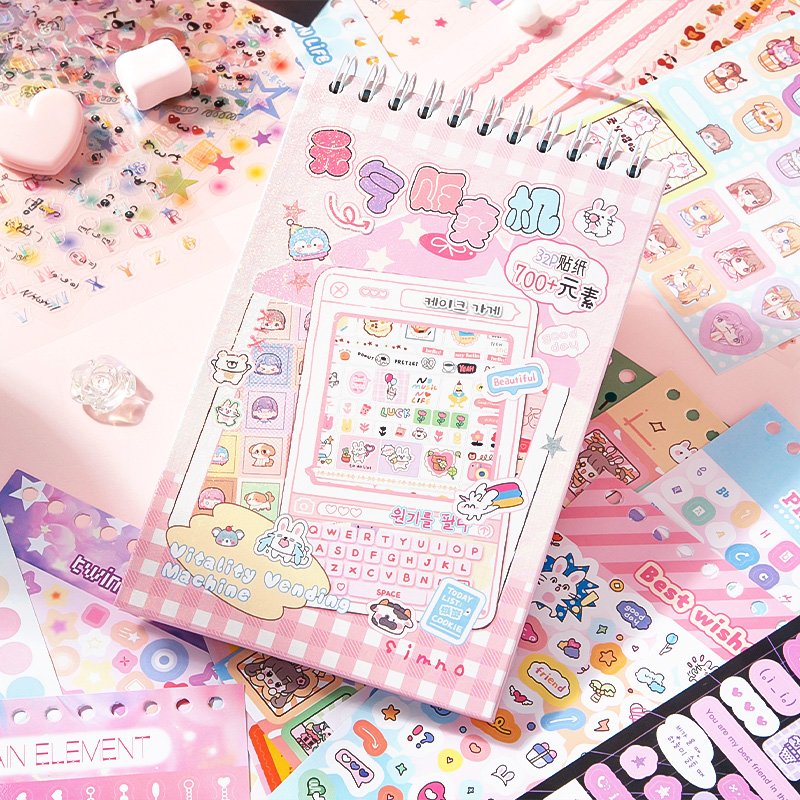 Simno Kids Girls Kawaii Cartoon Sticker Funny DIY Decorative Adhesive Sticker Book for Crafts Scrapbook