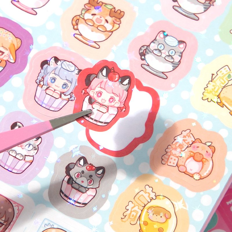 Simno Kids Girls Kawaii Cartoon Sticker Funny DIY Decorative Adhesive Sticker Book for Crafts Scrapbook