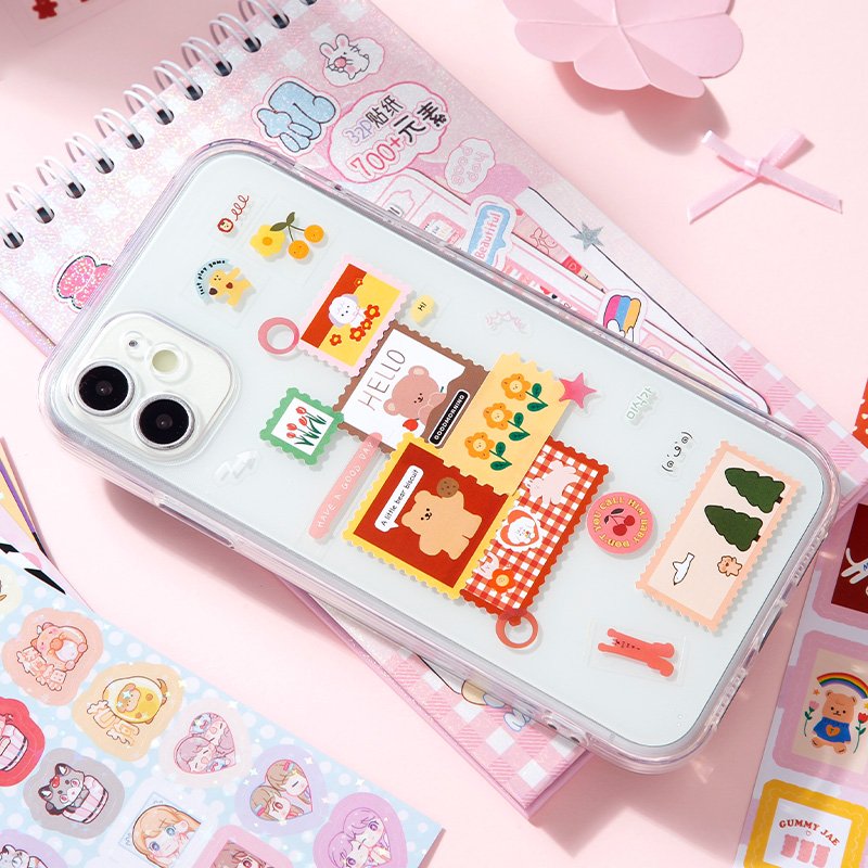 Simno Kids Girls Kawaii Cartoon Sticker Funny DIY Decorative Adhesive Sticker Book for Crafts Scrapbook
