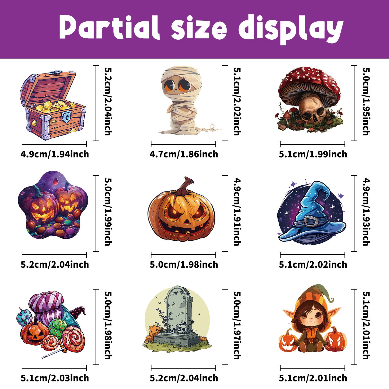 Halloween PET stickers holiday decoration horror waterproof pumpkin skull eyes DIY decoration stickers 50 sheets