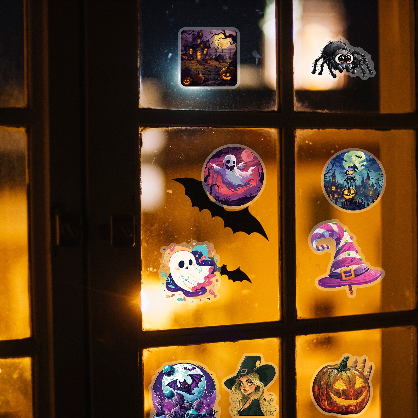 Halloween PET stickers holiday decoration horror waterproof pumpkin skull eyes DIY decoration stickers 50 sheets