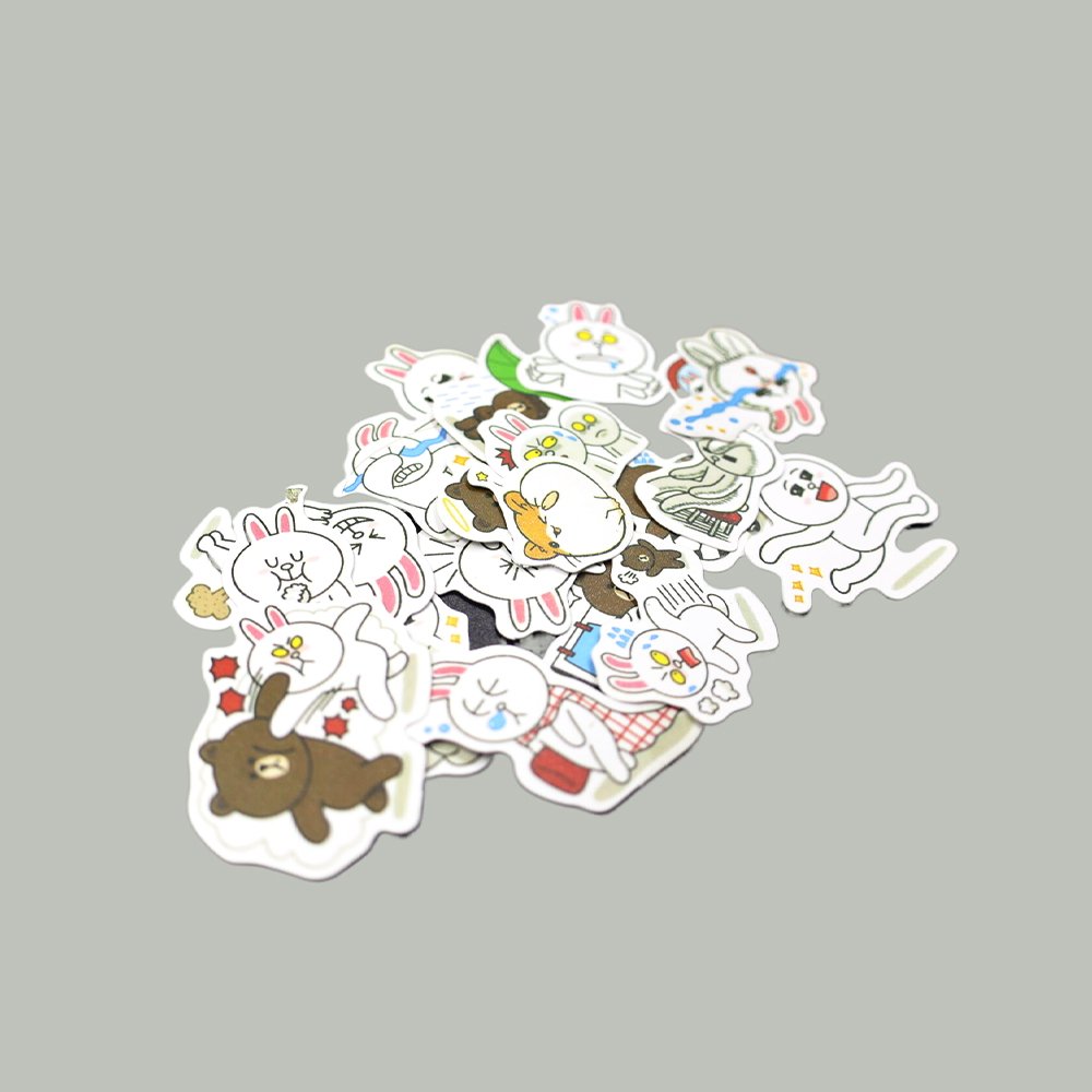 Custom Die-Cut Durable Plastic Adhesive Stickers Waterproof Kids Cute Doodle Cartoons in Various Colors