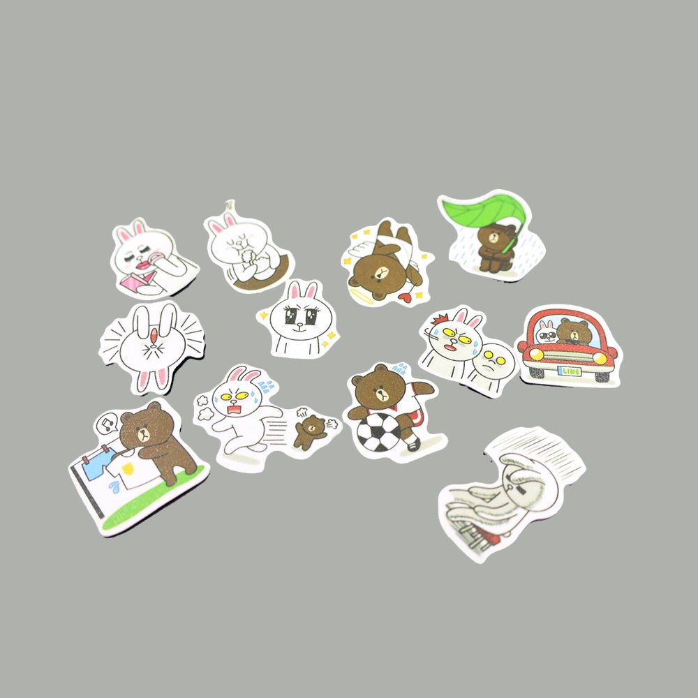 Custom Die-Cut Durable Plastic Adhesive Stickers Waterproof Kids Cute Doodle Cartoons in Various Colors