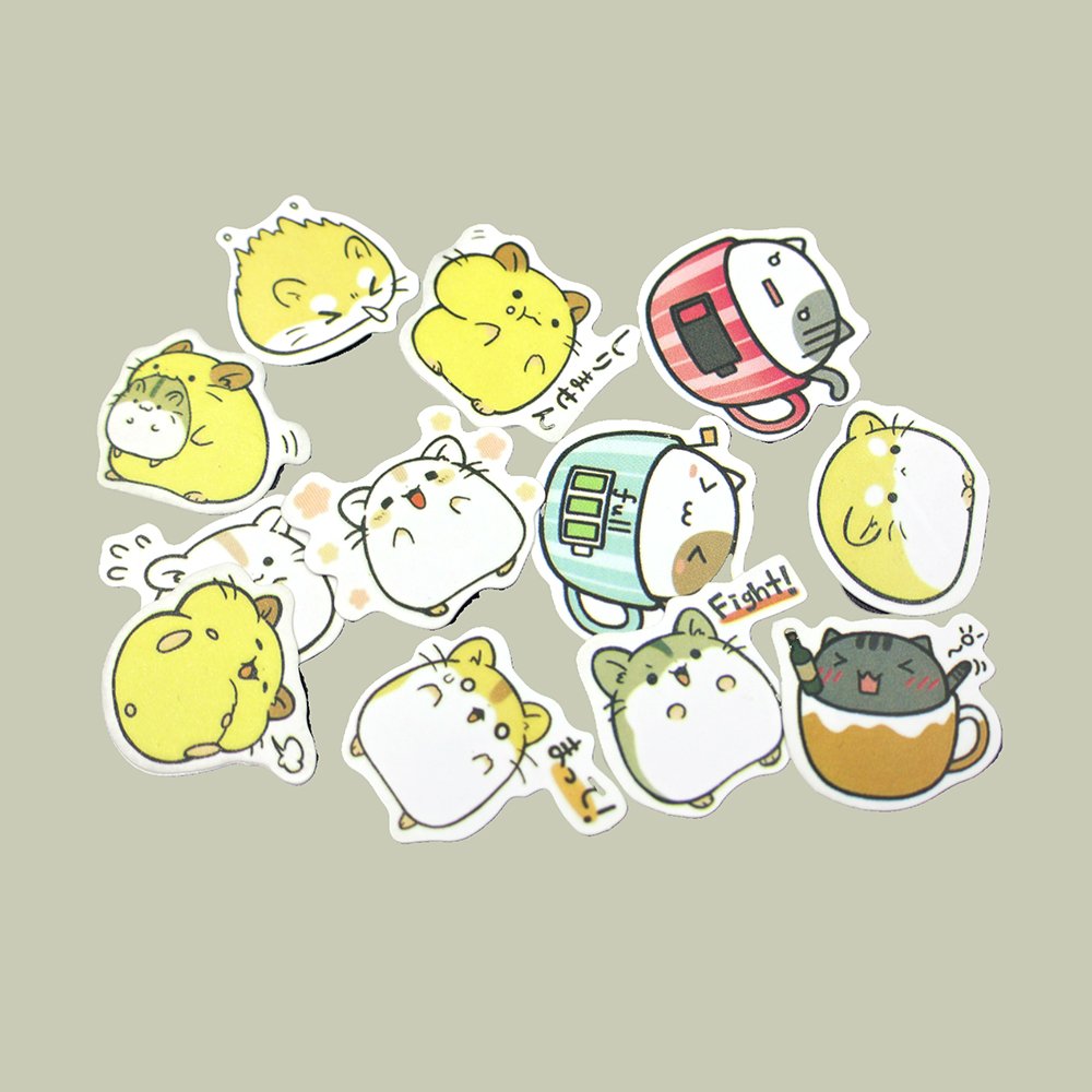 Custom Die-Cut Durable Plastic Adhesive Stickers Waterproof Kids Cute Doodle Cartoons in Various Colors
