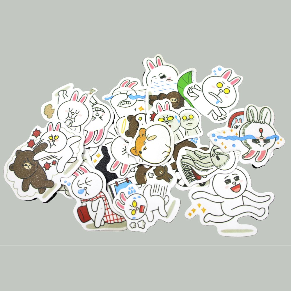 Custom Die-Cut Durable Plastic Adhesive Stickers Waterproof Kids Cute Doodle Cartoons in Various Colors