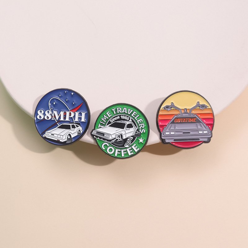 Wholesale oil painting landscape car travel metal badge stock fashion cartoon car soft enamel pins