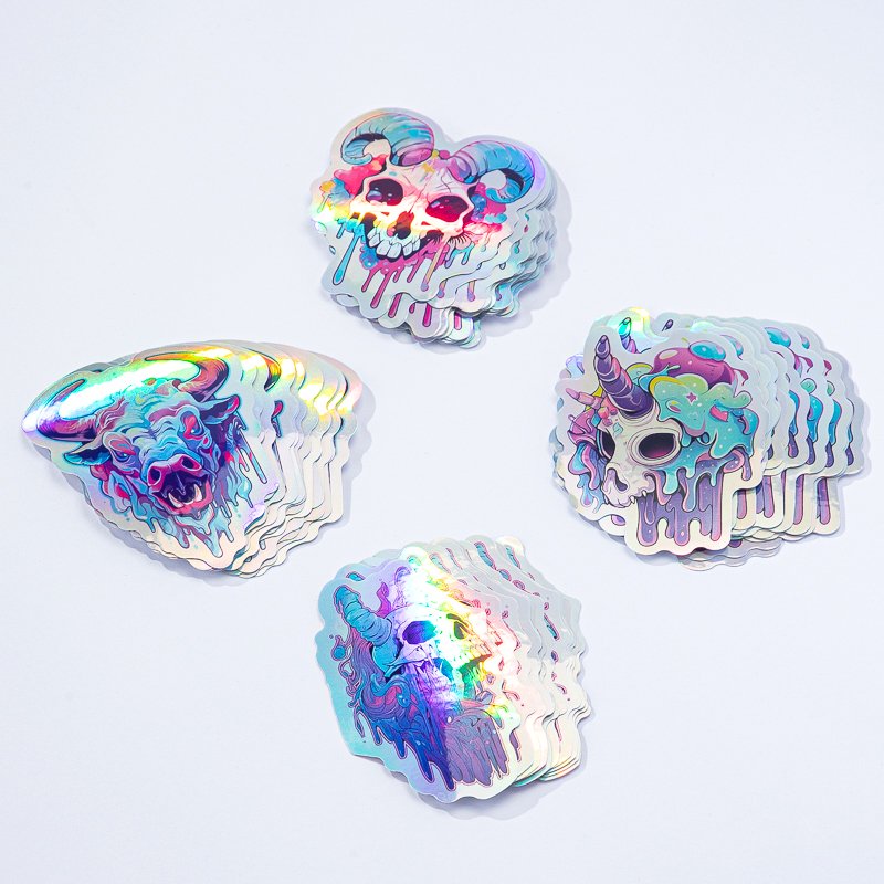 Customised Personalized Manufacturer Reflective Stickers Holographic Digital Printing Logo Label Vinyl Rainbow Hologram Sticker