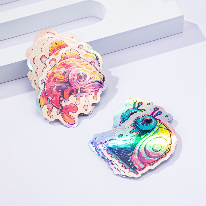 Customised Personalized Manufacturer Reflective Stickers Holographic Digital Printing Logo Label Vinyl Rainbow Hologram Sticker