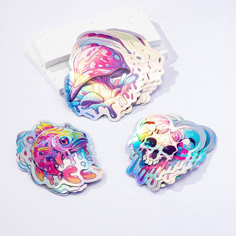 Customised Personalized Manufacturer Reflective Stickers Holographic Digital Printing Logo Label Vinyl Rainbow Hologram Sticker