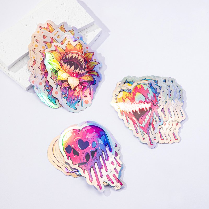 Customised Personalized Manufacturer Reflective Stickers Holographic Digital Printing Logo Label Vinyl Rainbow Hologram Sticker