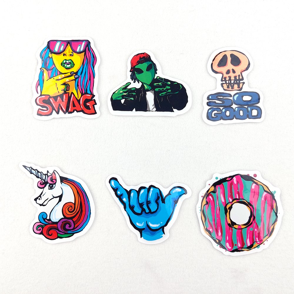 Custom Personalized Adhesive Vinyl Waterproof Stickers Individual Die Cut Logo Label for Promotion Cartoon Sticker