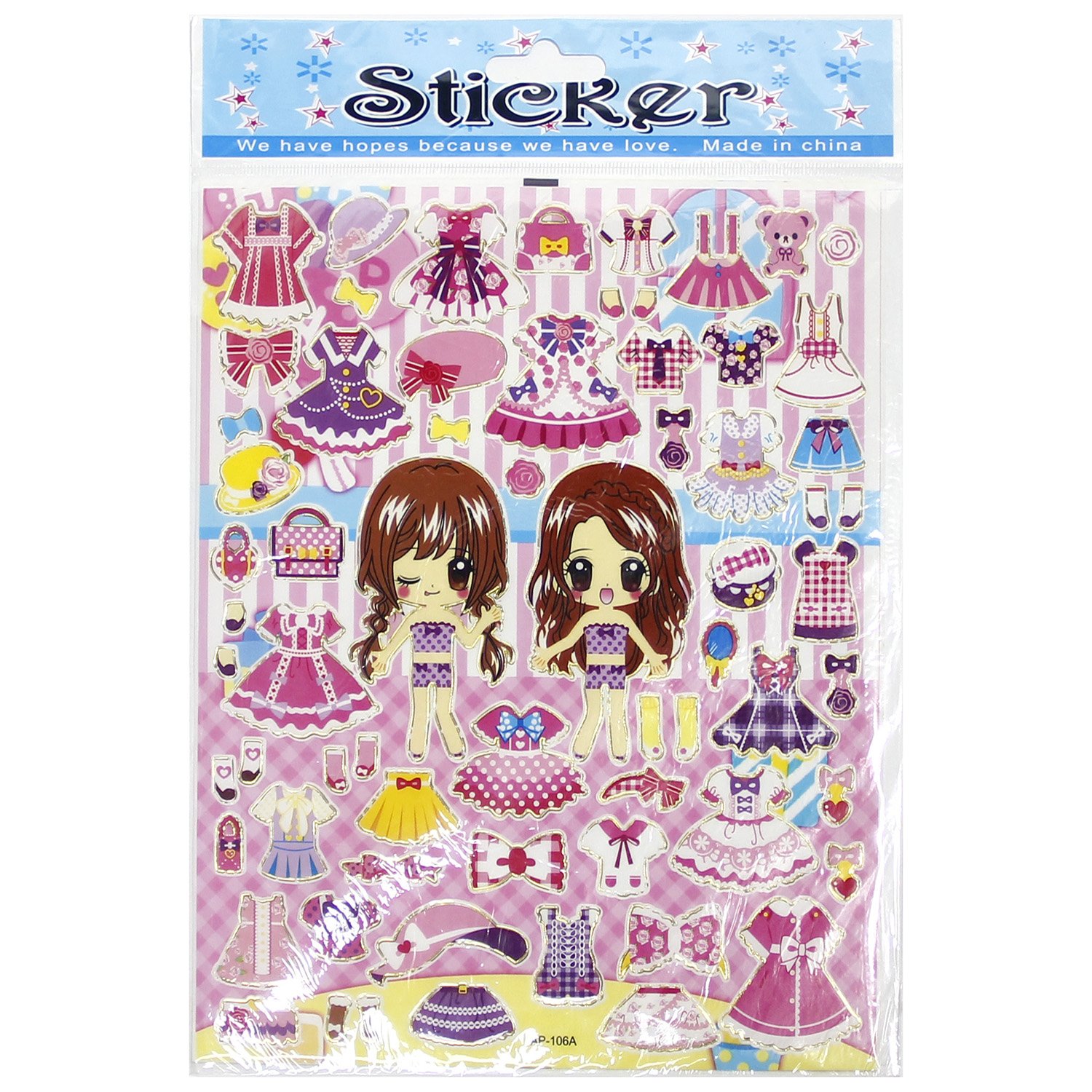 Dress up Girl Stickers Kawaii Aesthetic Decoration Kindergarten Dress up Toys Children Sticker Home Decoration Cartoon Sticker