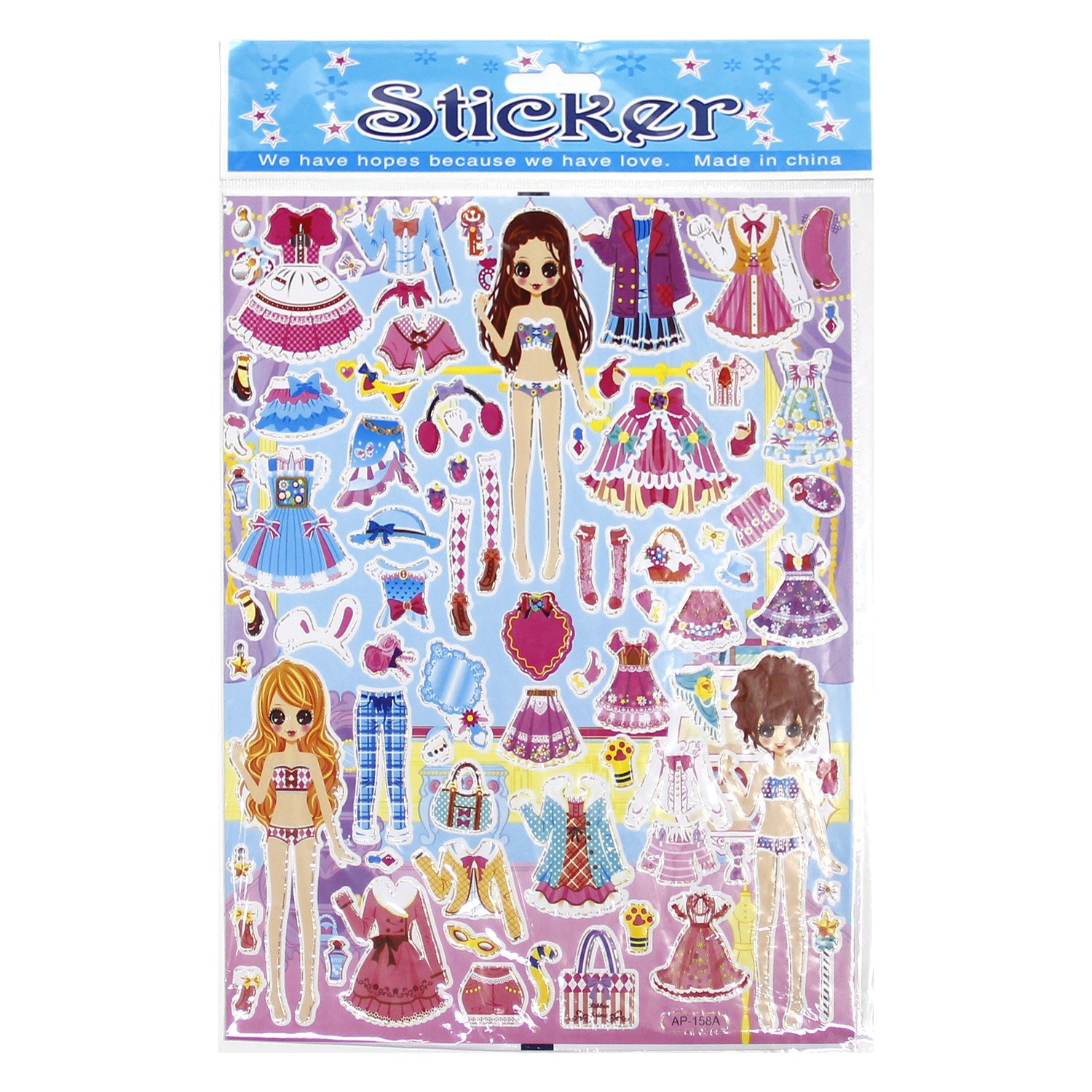 Dress up Girl Stickers Kawaii Aesthetic Decoration Kindergarten Dress up Toys Children Sticker Home Decoration Cartoon Sticker