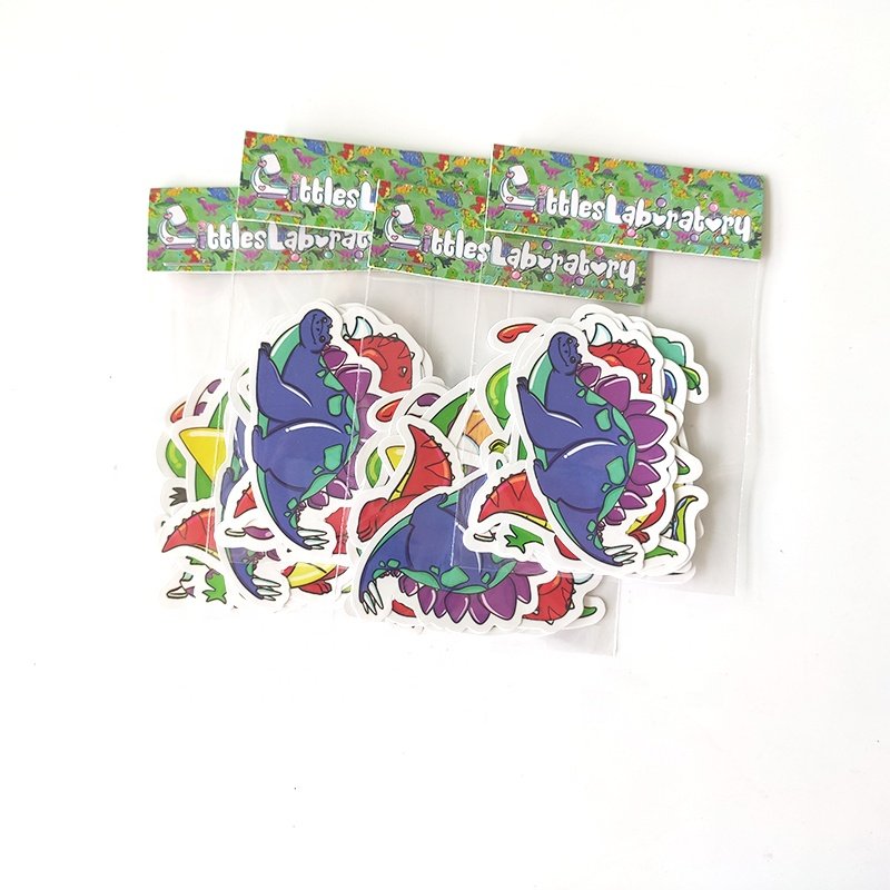 Custom High Quality PVC Vinyl Logo Die Cut Stickers Cartoon Promotion Sticker Pack with Header Card