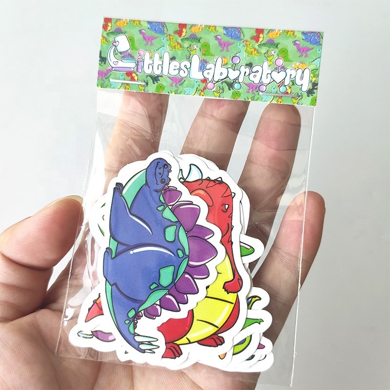 Custom High Quality PVC Vinyl Logo Die Cut Stickers Cartoon Promotion Sticker Pack with Header Card
