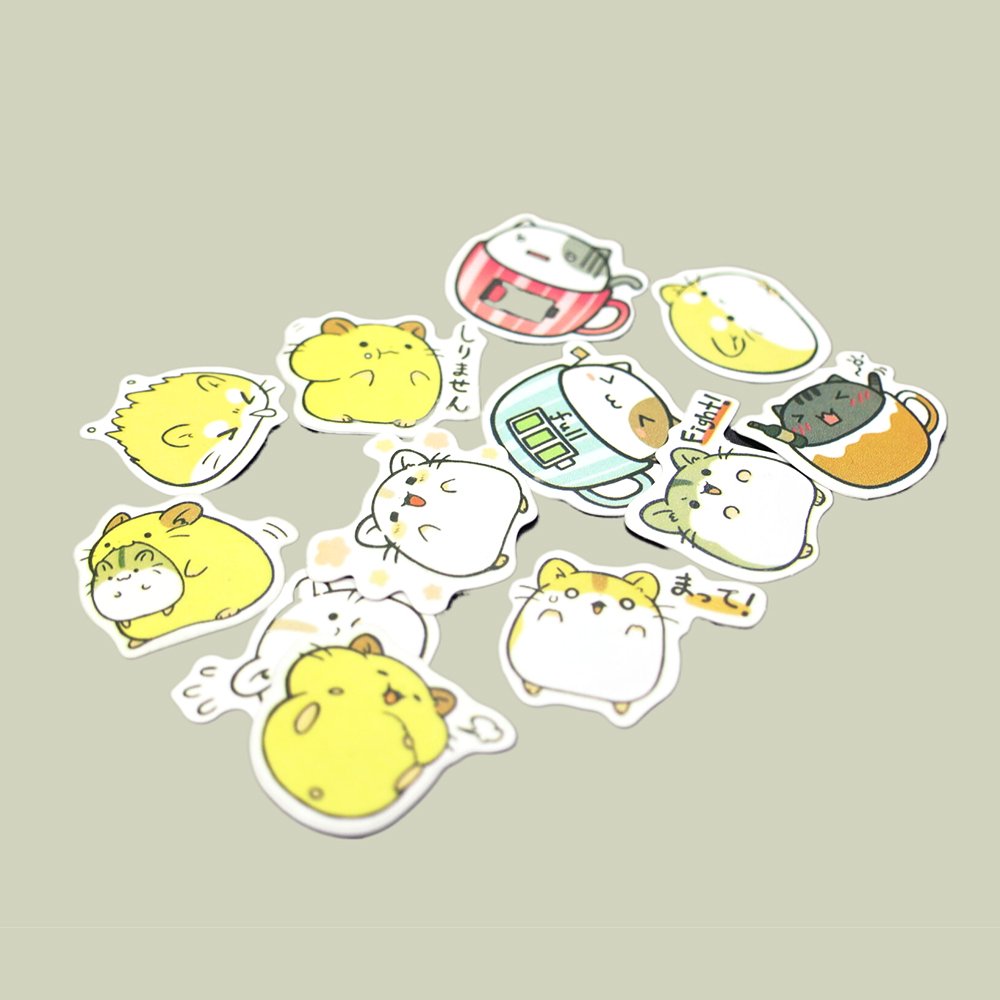 Customized Cute Kawaii Cartoon Die Cut Logo Printing Kids Adhesive Sticker Set Made from Durable Plastic