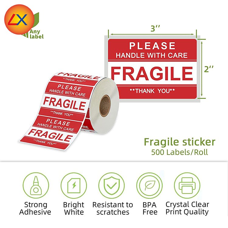 3 x 2 inch Handle With Care Fragile Thank You Warning Packing Shipping Label Stickers Permanent Adhesive Stickers