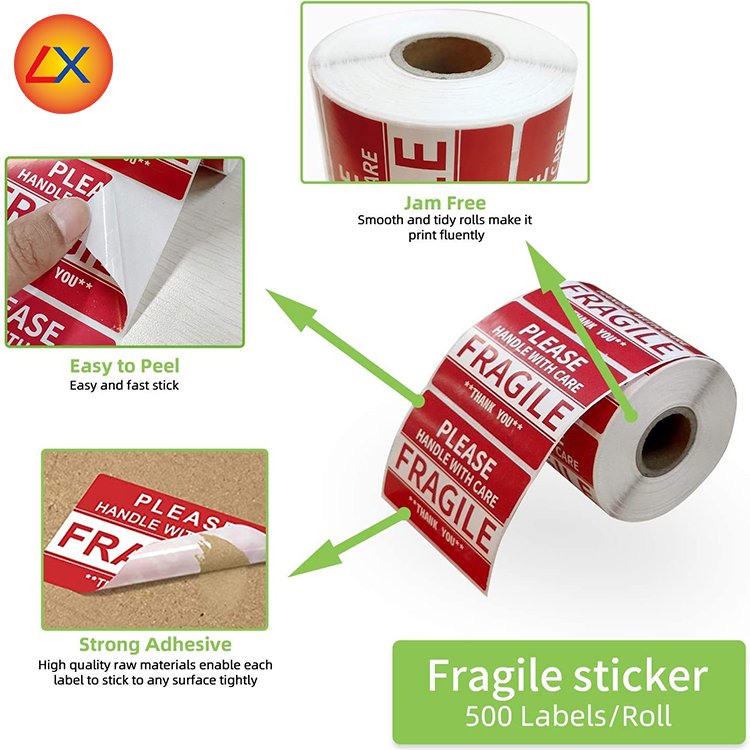 3 x 2 inch Handle With Care Fragile Thank You Warning Packing Shipping Label Stickers Permanent Adhesive Stickers