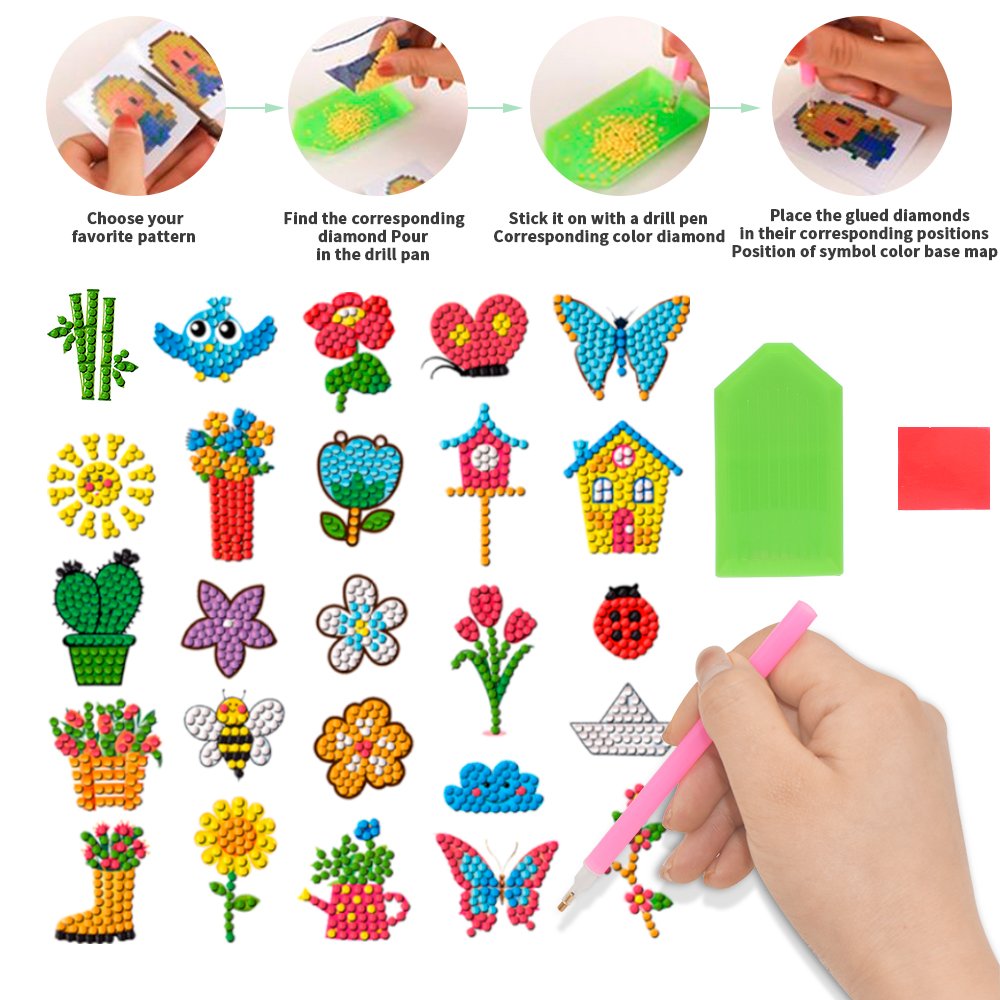 Children's Diamond Painting Stickers, Butterfly Gem Mosaic Stickers Set, Suitable for Creative Handmade Gifts for Boys and Girls