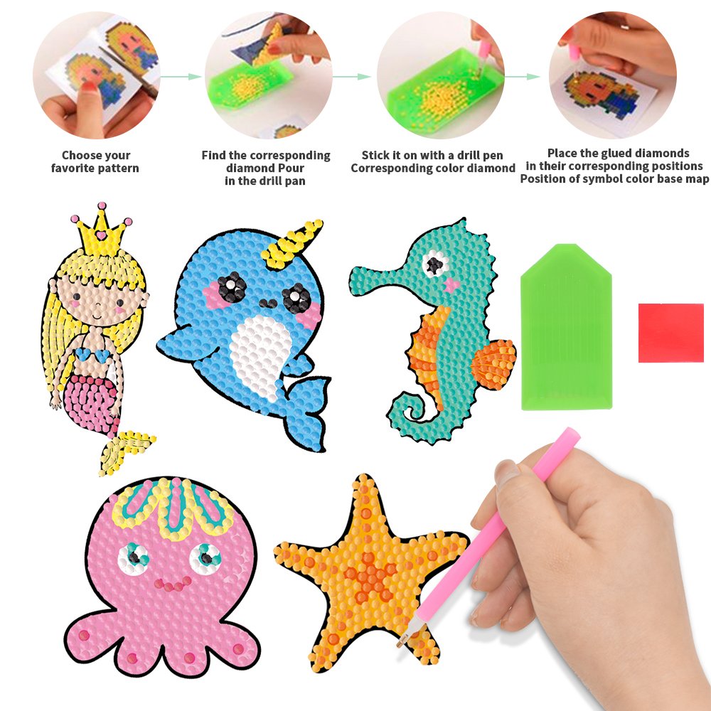 A dropshipping 5d Diy toy set for children with mosaic stickers, craft stickers, and diamond number sets for stickers