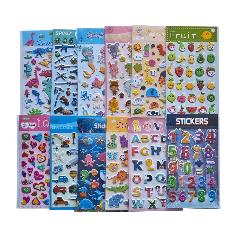 Wholesale Promotional 3D Bubble Stickers Cartoon Animals 3D Stickers Bubble stickers