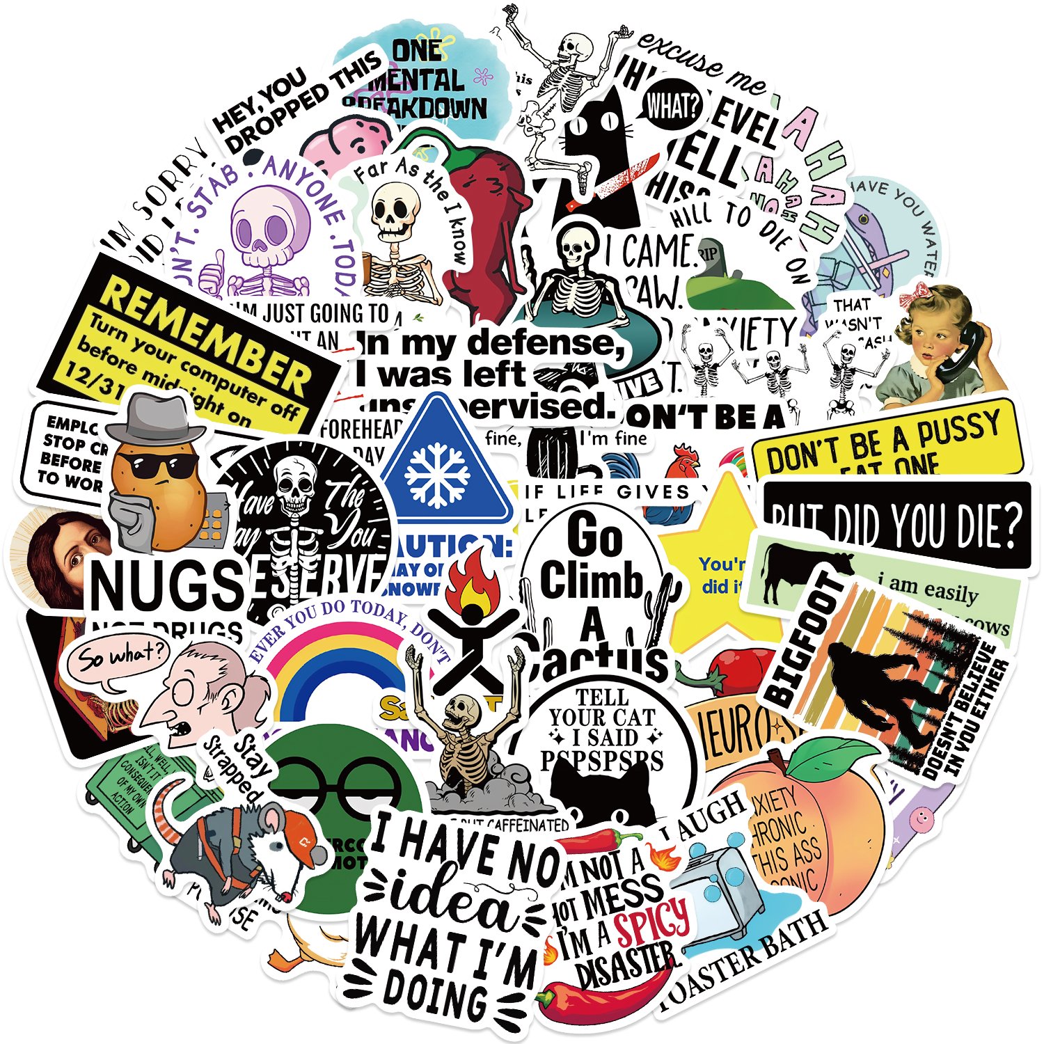 50pcs Snarky MEME Graffiti Stickers Diy Laptop Phone Case Luggage Diary Skateboard Decoration Waterproof Gift Decal Wholesale