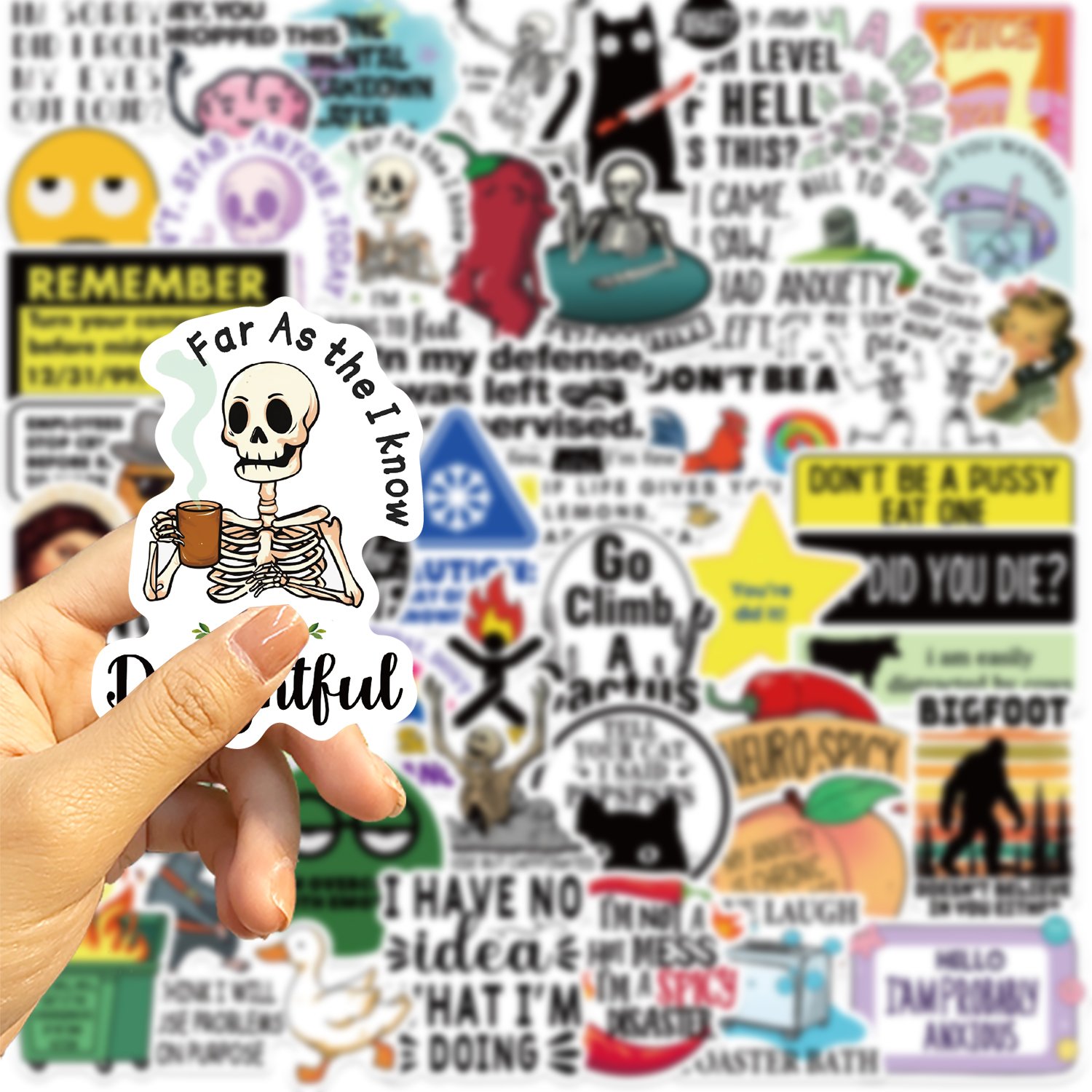 50pcs Snarky MEME Graffiti Stickers Diy Laptop Phone Case Luggage Diary Skateboard Decoration Waterproof Gift Decal Wholesale