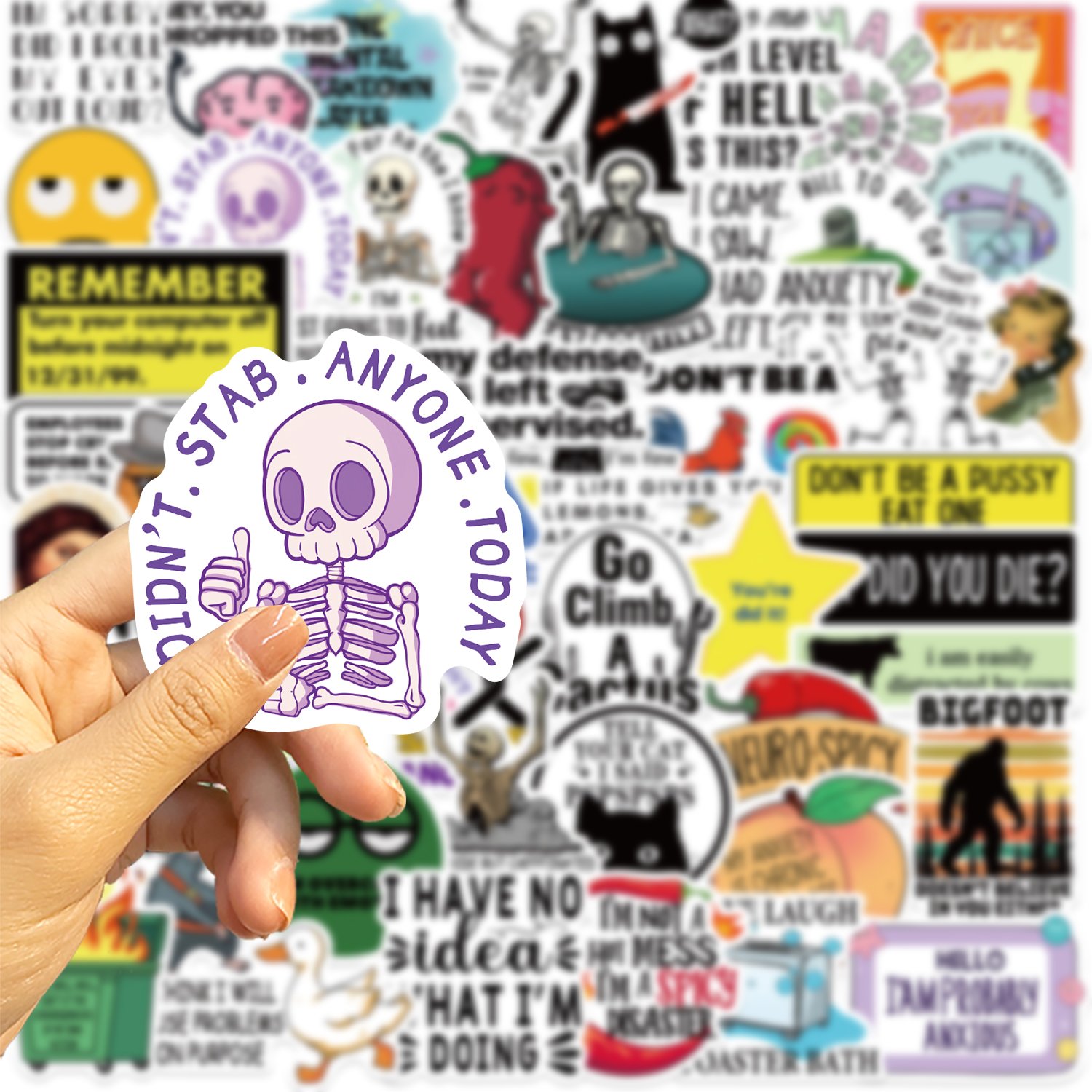 50pcs Snarky MEME Graffiti Stickers Diy Laptop Phone Case Luggage Diary Skateboard Decoration Waterproof Gift Decal Wholesale