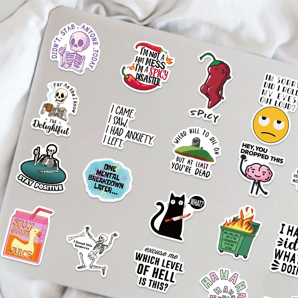 50pcs Snarky MEME Graffiti Stickers Diy Laptop Phone Case Luggage Diary Skateboard Decoration Waterproof Gift Decal Wholesale