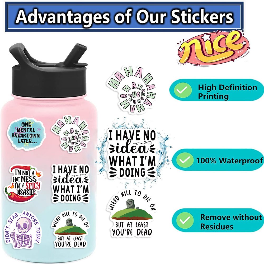 50pcs Snarky MEME Graffiti Stickers Diy Laptop Phone Case Luggage Diary Skateboard Decoration Waterproof Gift Decal Wholesale